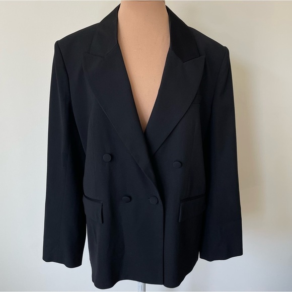 ba&sh Grace Tuxedo Jacket Black Double Breasted Viscose Lady Blazer NWT Size 2/M - Picture 6 of 12